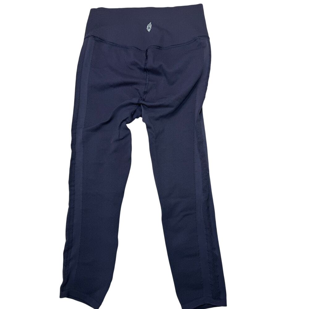 FP Movement Ribbed Leggings Size Large Blue High Rise Stretch Yoga Pilates